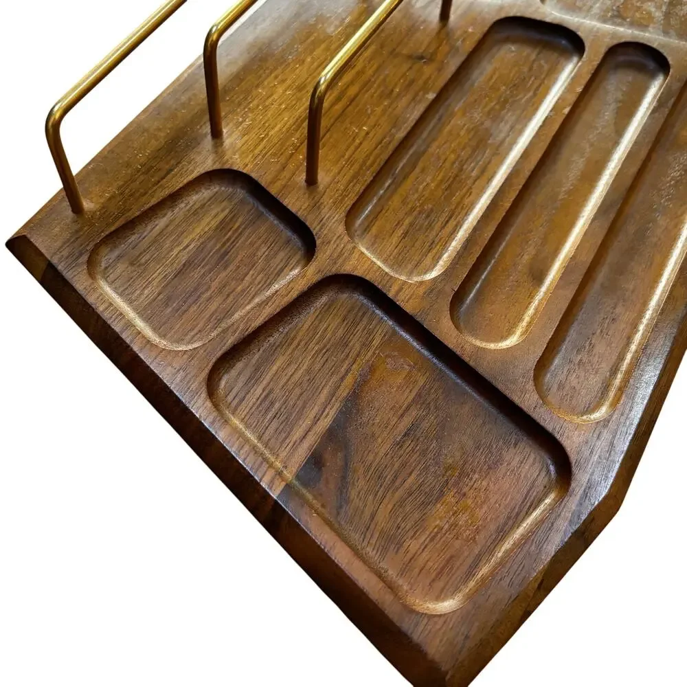 Vintage walnut desk or dresser caddy mid century home decor organizer unisex men